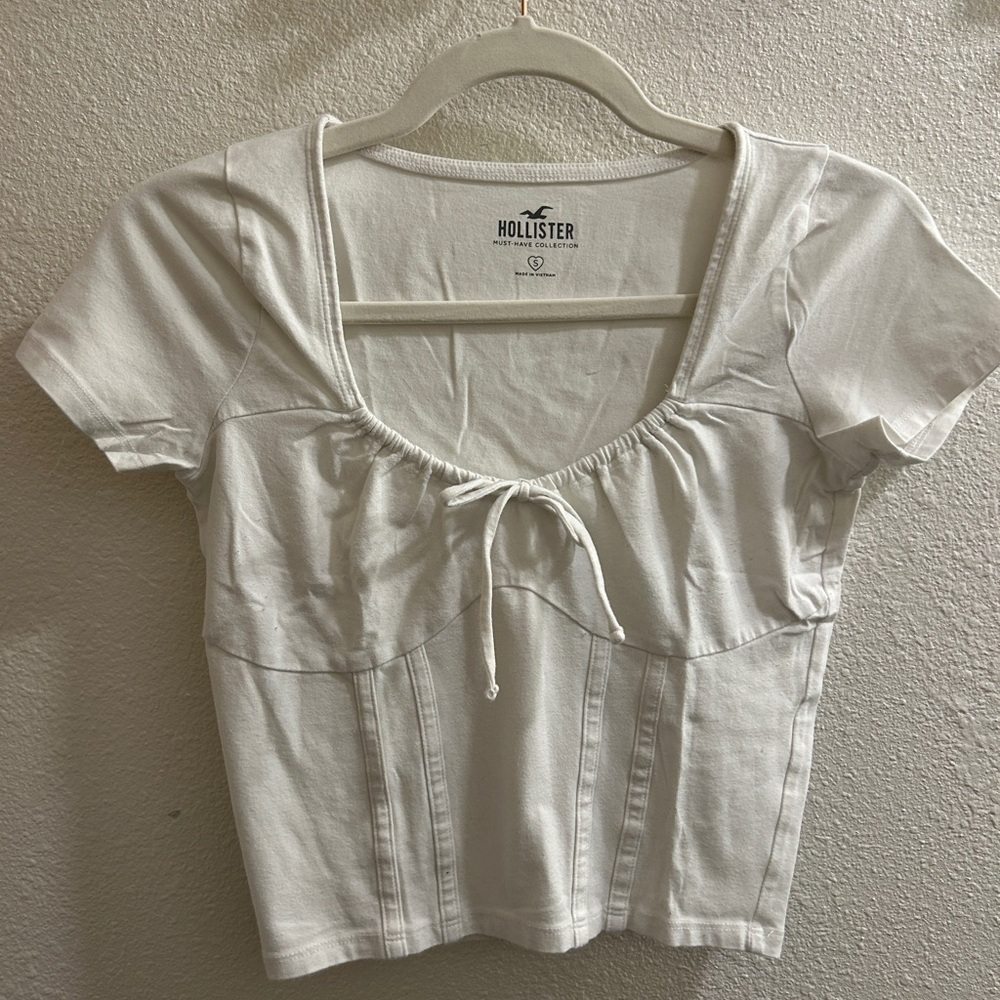 Hollister Women's White Corset Baby Tee